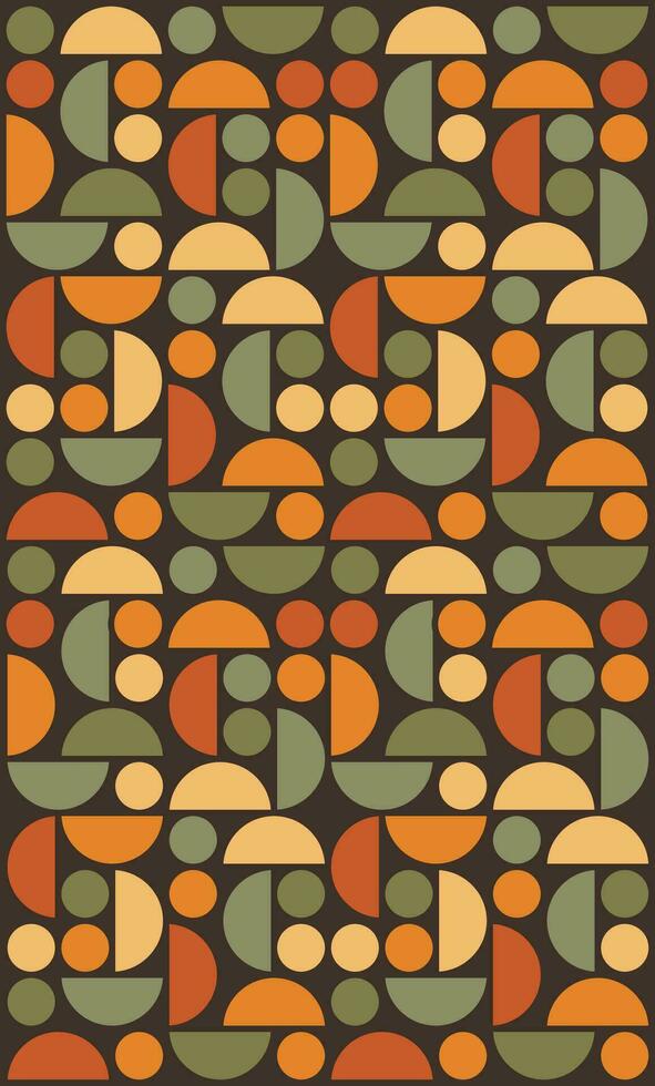 bauhaus achtergrond patroon. meetkundig abstract patroon in in groente, oranje en bruin kleuren retro kleuren. vector