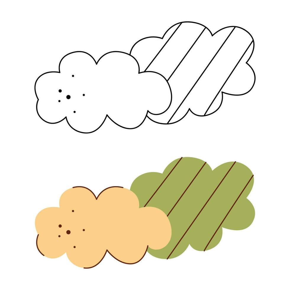 een klein reeks met wolken. zwart en wit en kleur clip art vector illustratie.