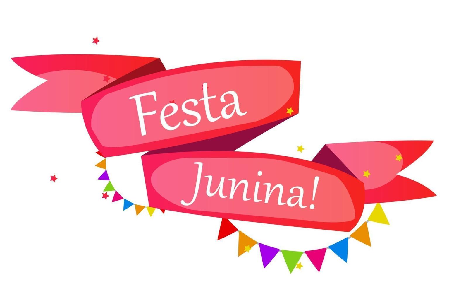 festa junina vakantie achtergrond. traditioneel brazilië juni-festivalfeest. midzomer vakantie. vectorillustratie met lint en vlaggen vector