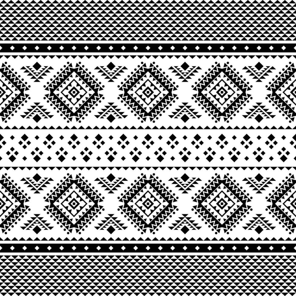 Navajo uniek naadloos etnisch patroon vector. tribal abstract meetkundig kunst ontwerp voor afdrukken kleding stof en kleding. zwart en wit kleur. vector