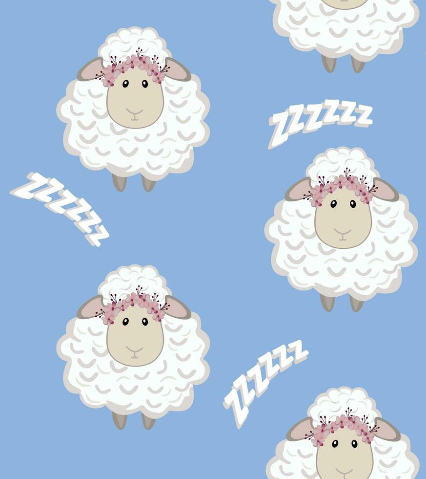 mooi kleurrijk vector illustratie van schapen in kinderachtig stijl met referentie naar slaap. kunst voor het drukken Aan stoffen, achtergronden en andere toepassingen.