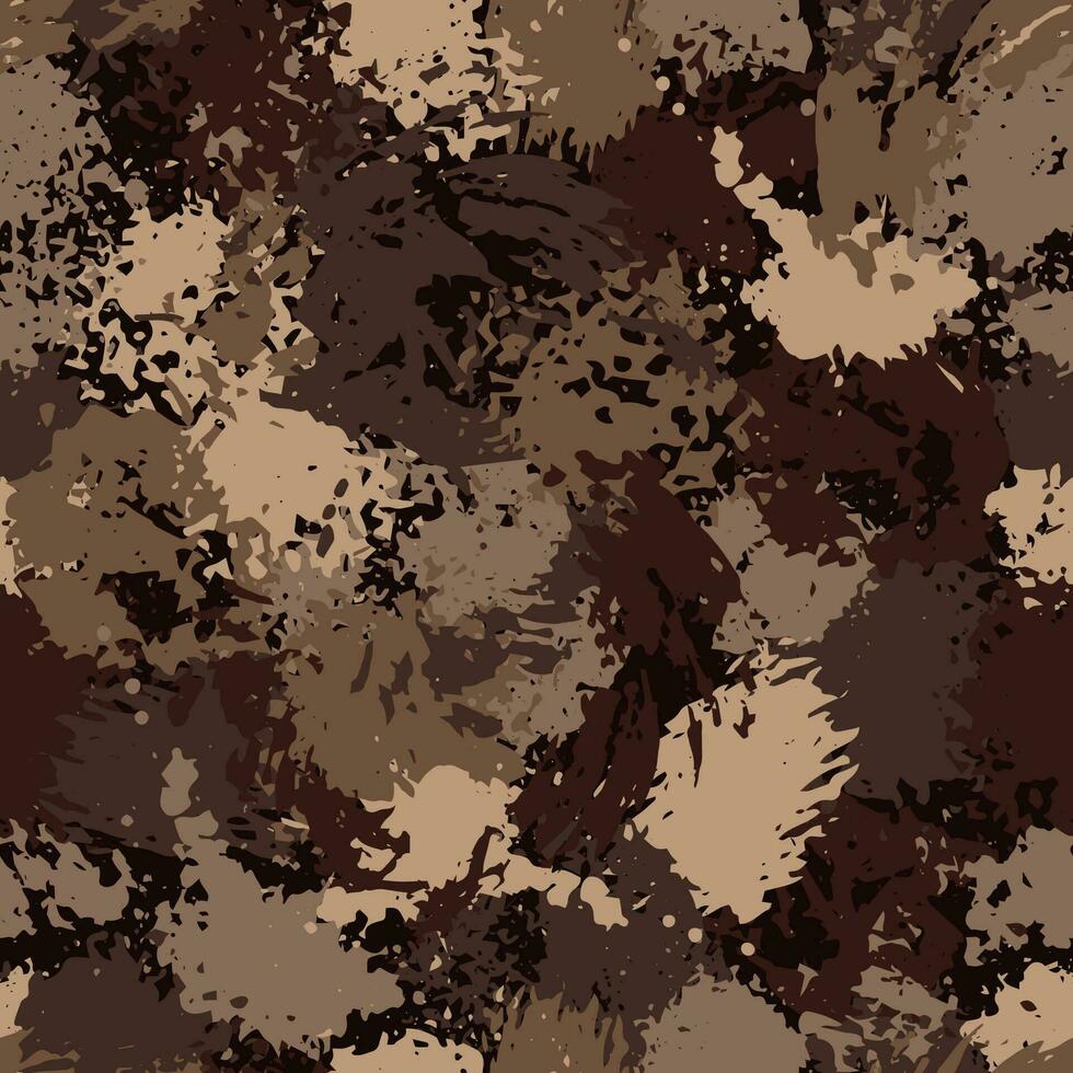 bruin camouflage patroon met verf geklater vector