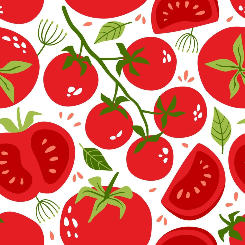vector patroon van helder sappig tomaten.