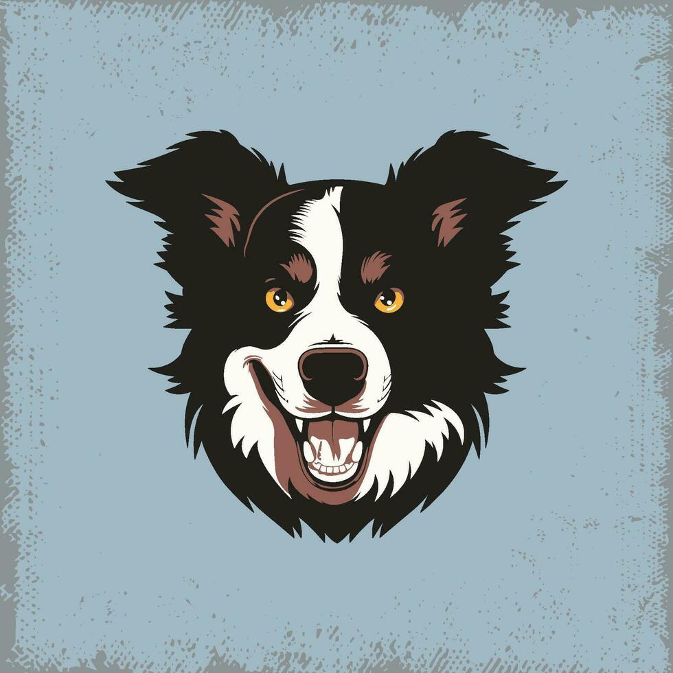 illustratie van een zwart en wit hond hoofd vector
