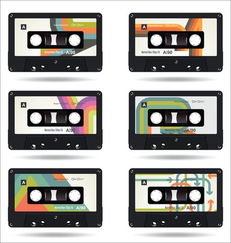 Retro vintage platte concept vectorillustratie van de cassetteband vector