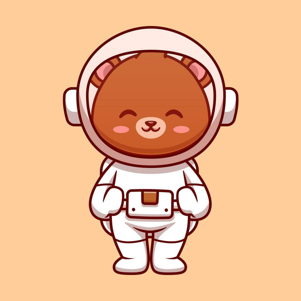 schattig beer astronaut tekenfilm vector icoon illustratie. wetenschap technologie icoon concept geïsoleerd premie vector. vlak tekenfilm stijl