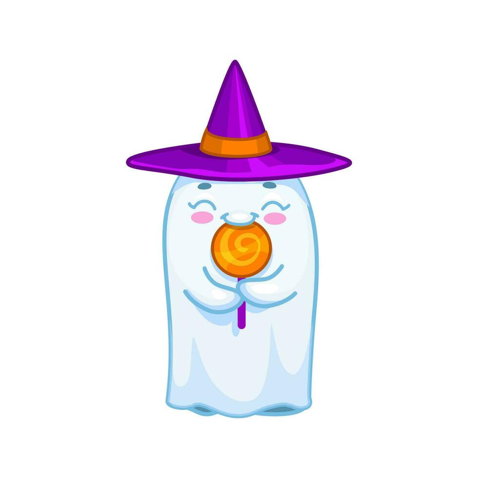 halloween kawaii geest karakter likken lolly vector