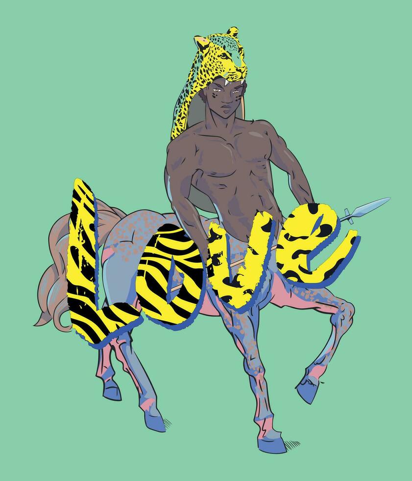 liefde. ontwerp voor zwart centaur t-shirt met dier afdrukken. vector illustratie voor homo trots dag.