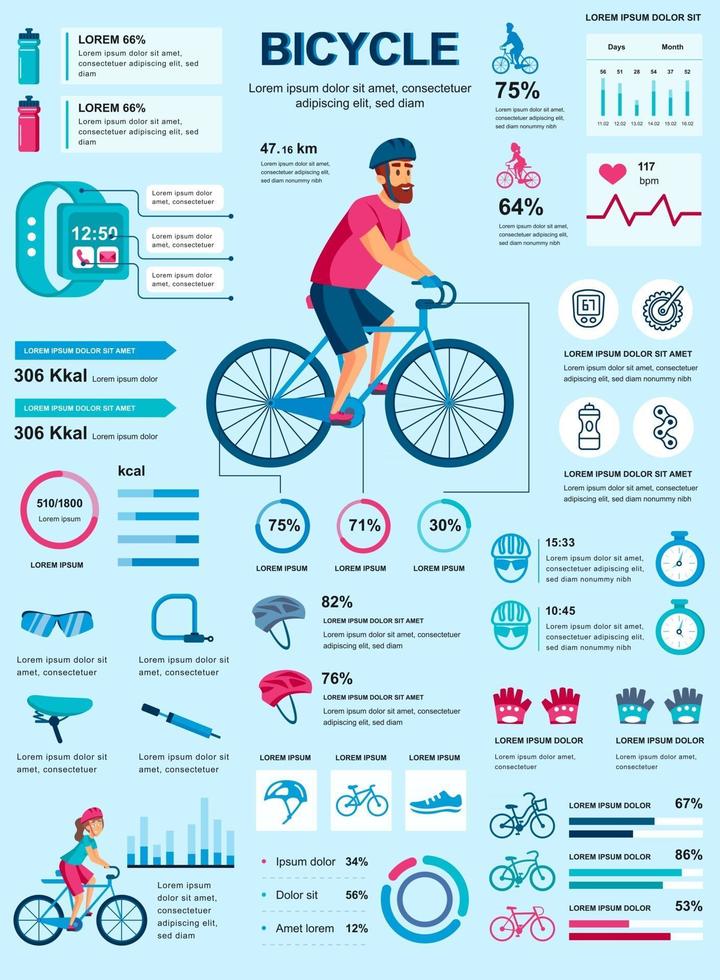 fietsbanner met infographic elementen vector