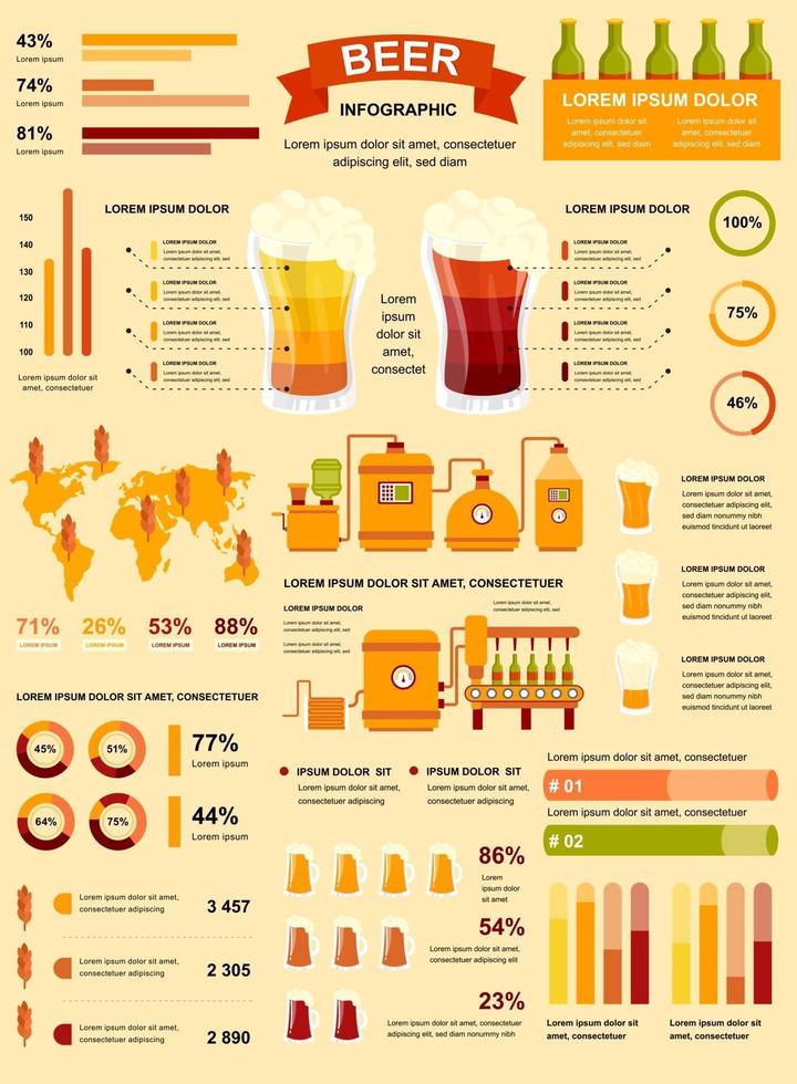 banner van de bierindustrie met infographic elementen vector