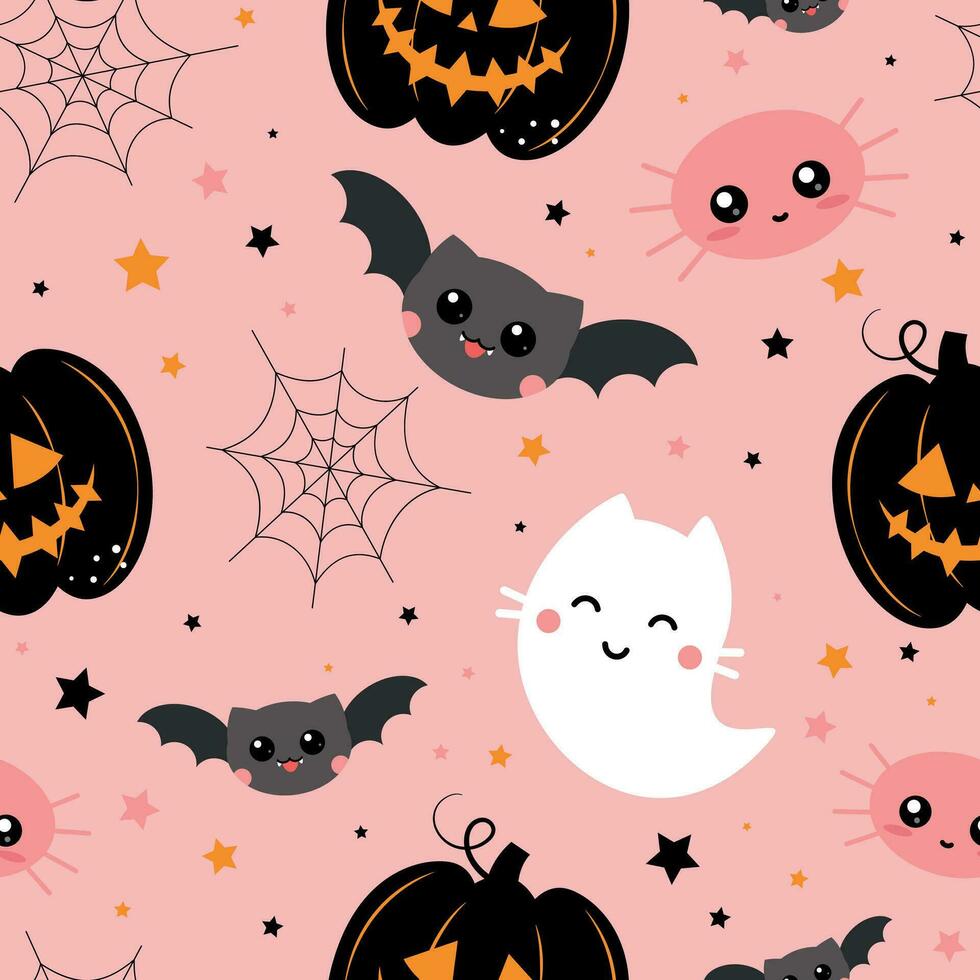 halloween schattig roze patroon vector