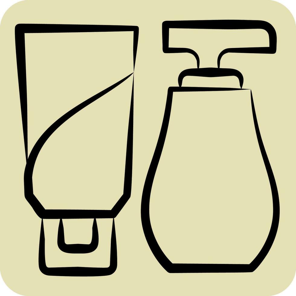 icoon lotion. verwant naar badkamer symbool. hand- getrokken stijl. gemakkelijk ontwerp bewerkbaar. gemakkelijk illustratie vector