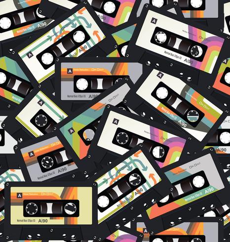 Retro uitstekende naadloze achtergrondvector van de cassetteband vector