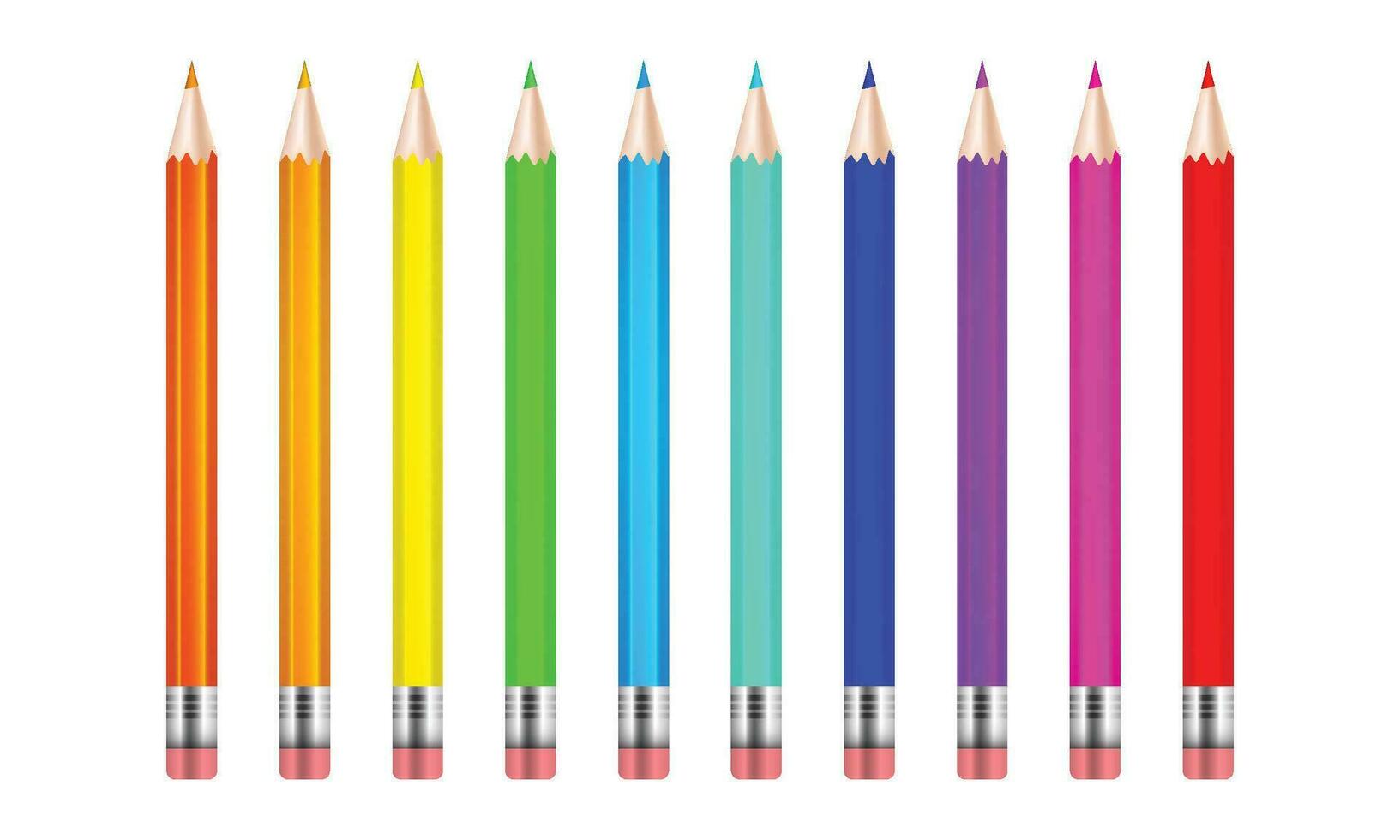vector kleur potloden met gummen. illustratie