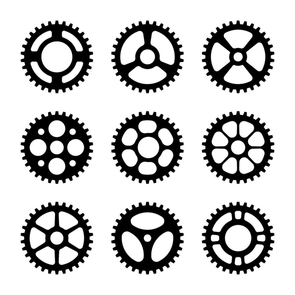 uitrusting verzameling. tandrad vector, uitrusting wiel set. vector