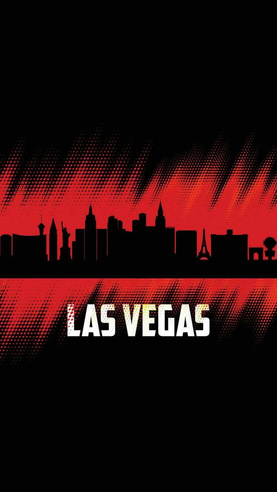 las vegas vector steden silhouet, rood en zwart diagonaal halftone achtergrond