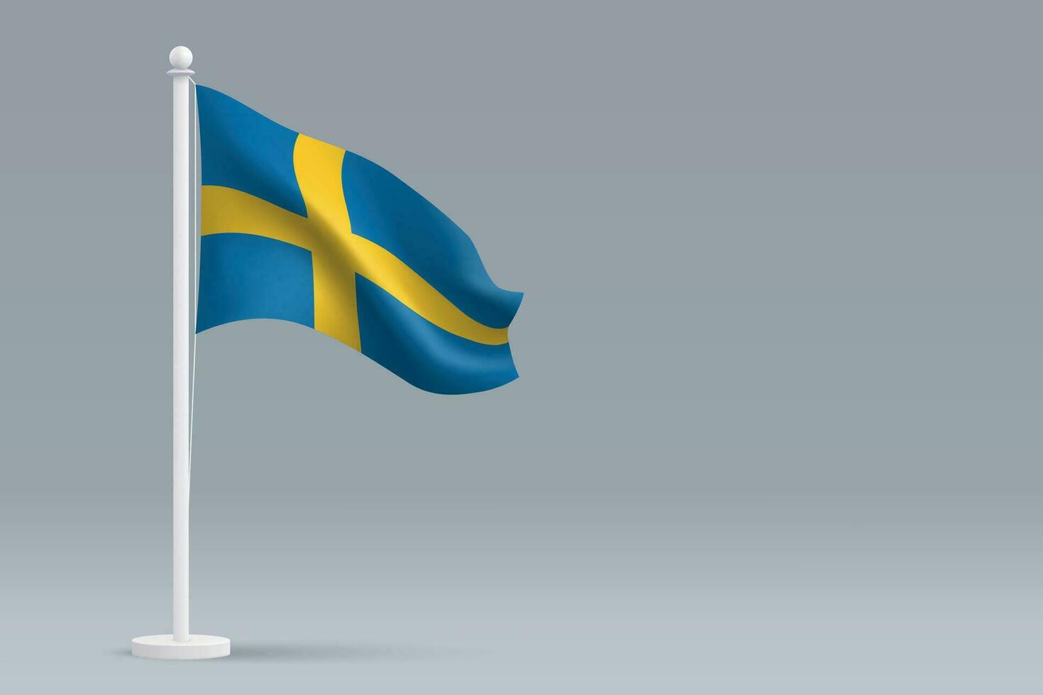 3d realistisch nationaal Zweden vlag geïsoleerd Aan grijs achtergrond vector