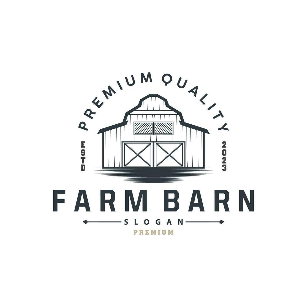 schuur boerderij logo minimalistische wijnoogst rustiek ontwerp vector illustratie