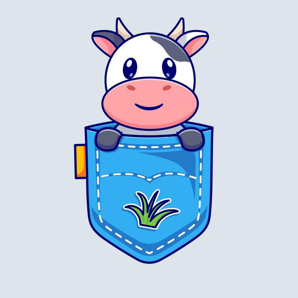 schattig koe in zak- tekenfilm vector icoon illustratie dier natuur icoon concept geïsoleerd