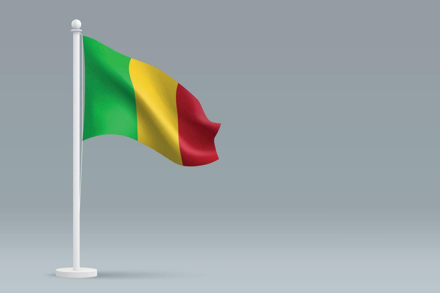 3d realistisch nationaal Mali vlag geïsoleerd Aan grijs achtergrond vector