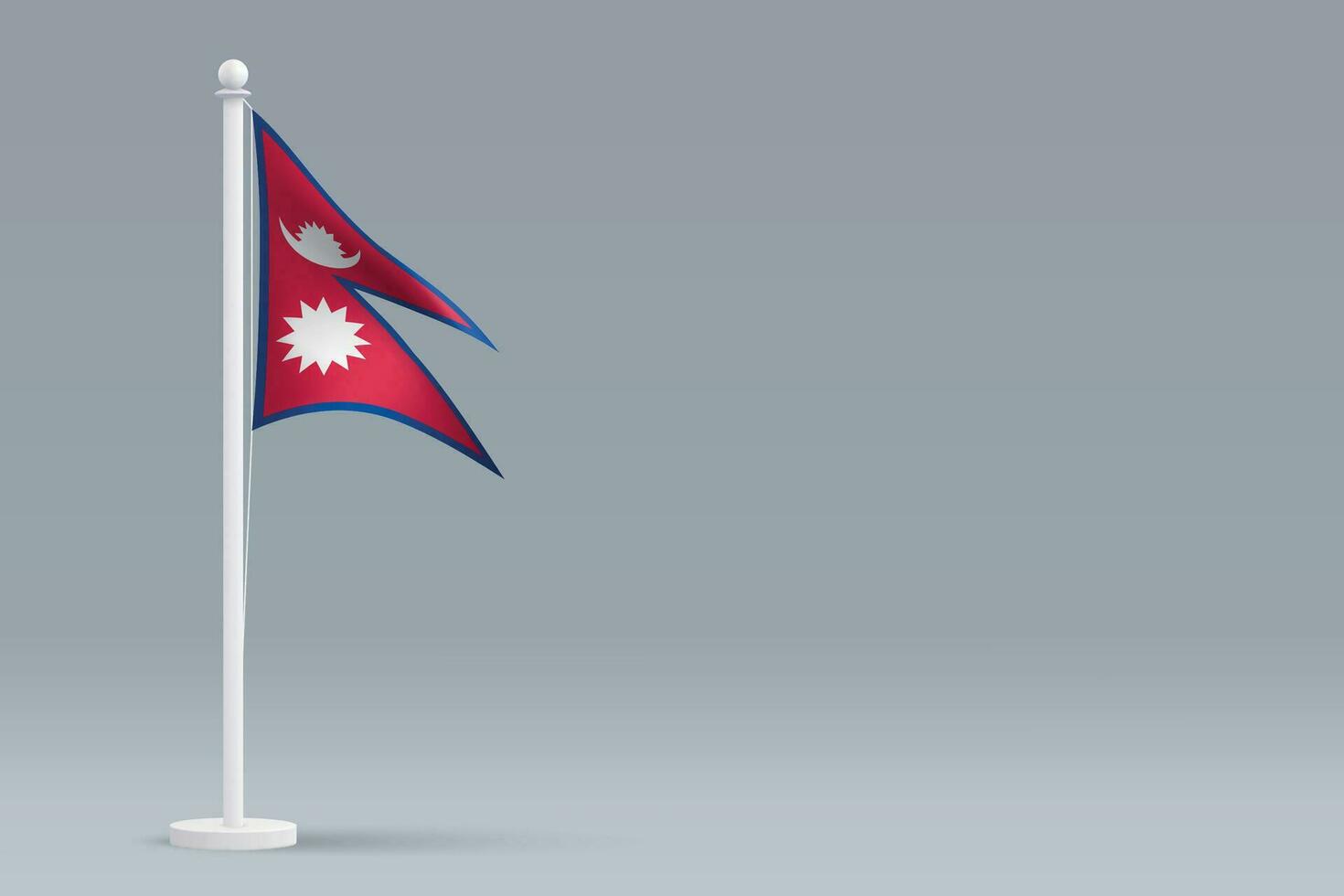 3d realistisch nationaal Nepal vlag geïsoleerd Aan grijs achtergrond vector