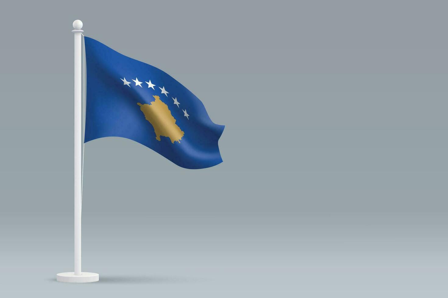 3d realistisch nationaal Kosovo vlag geïsoleerd Aan grijs achtergrond vector