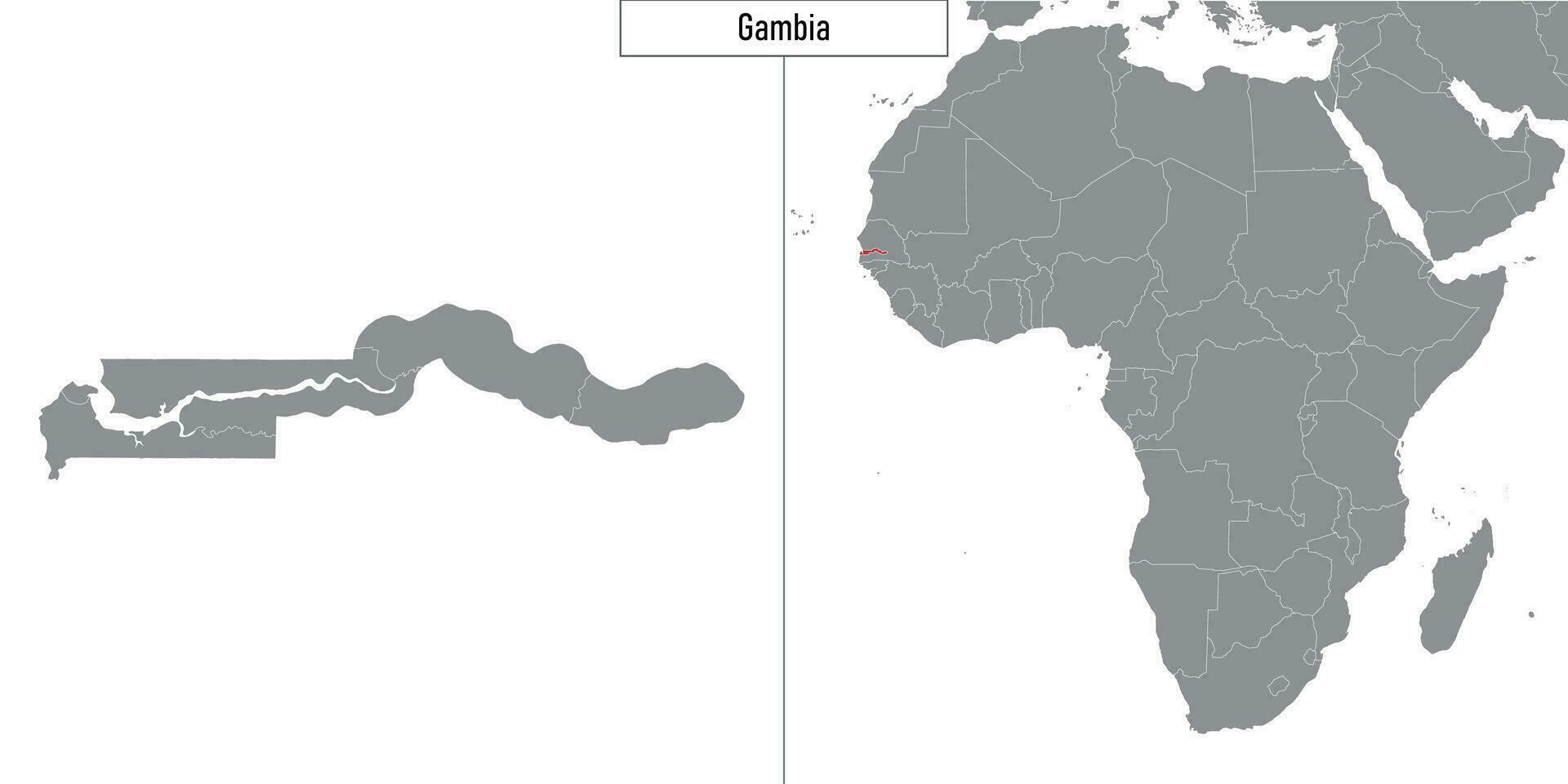 kaart van Gambia en plaats Aan Afrika kaart vector