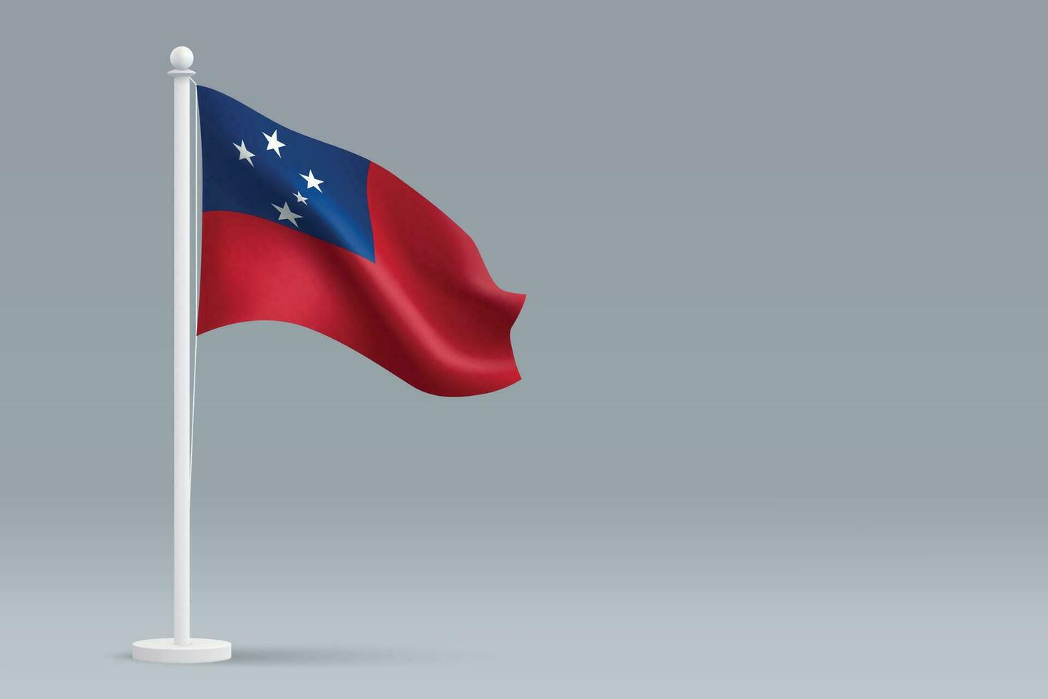 3d realistisch nationaal Samoa vlag geïsoleerd Aan grijs achtergrond vector