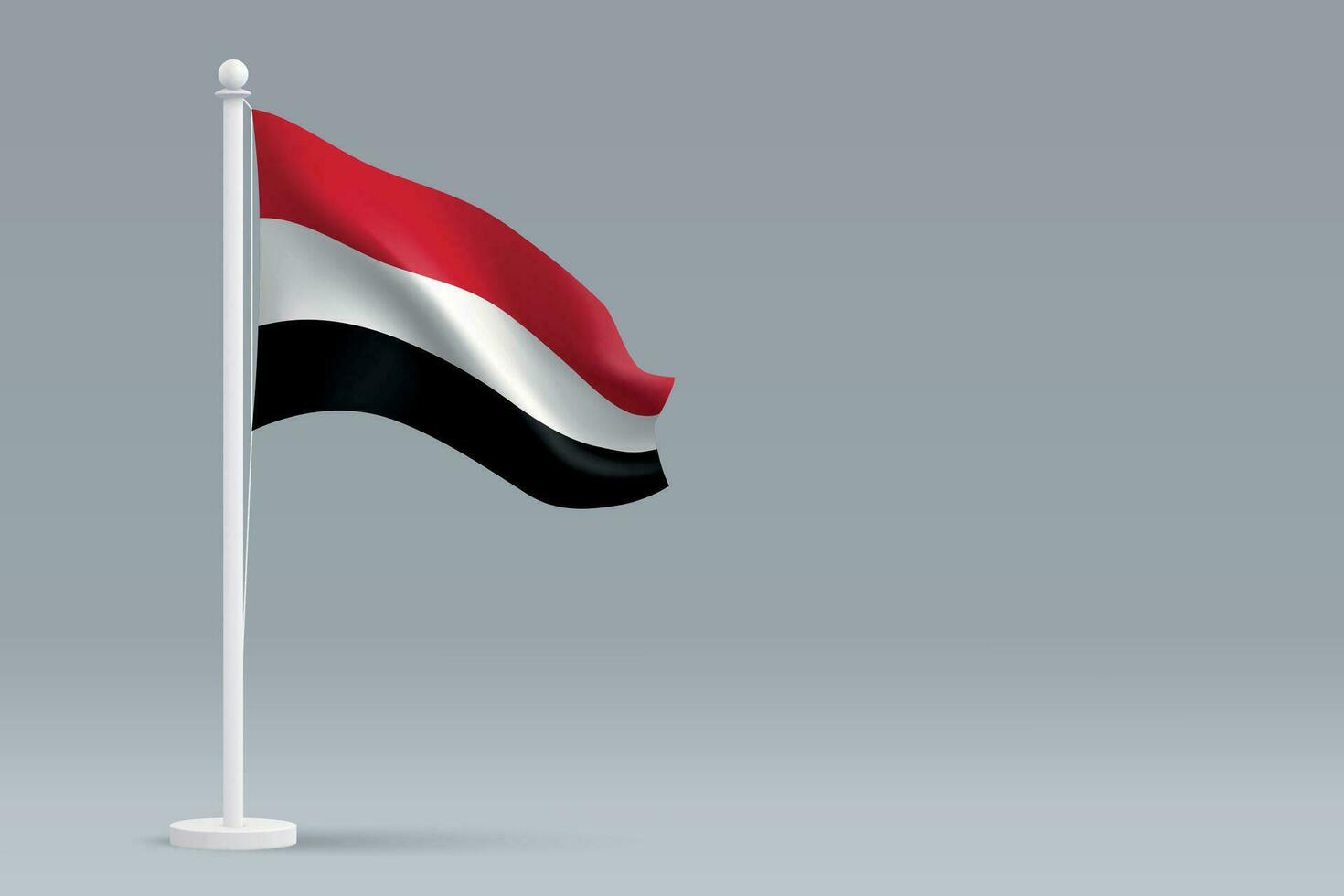 3d realistisch nationaal Jemen vlag geïsoleerd Aan grijs achtergrond vector