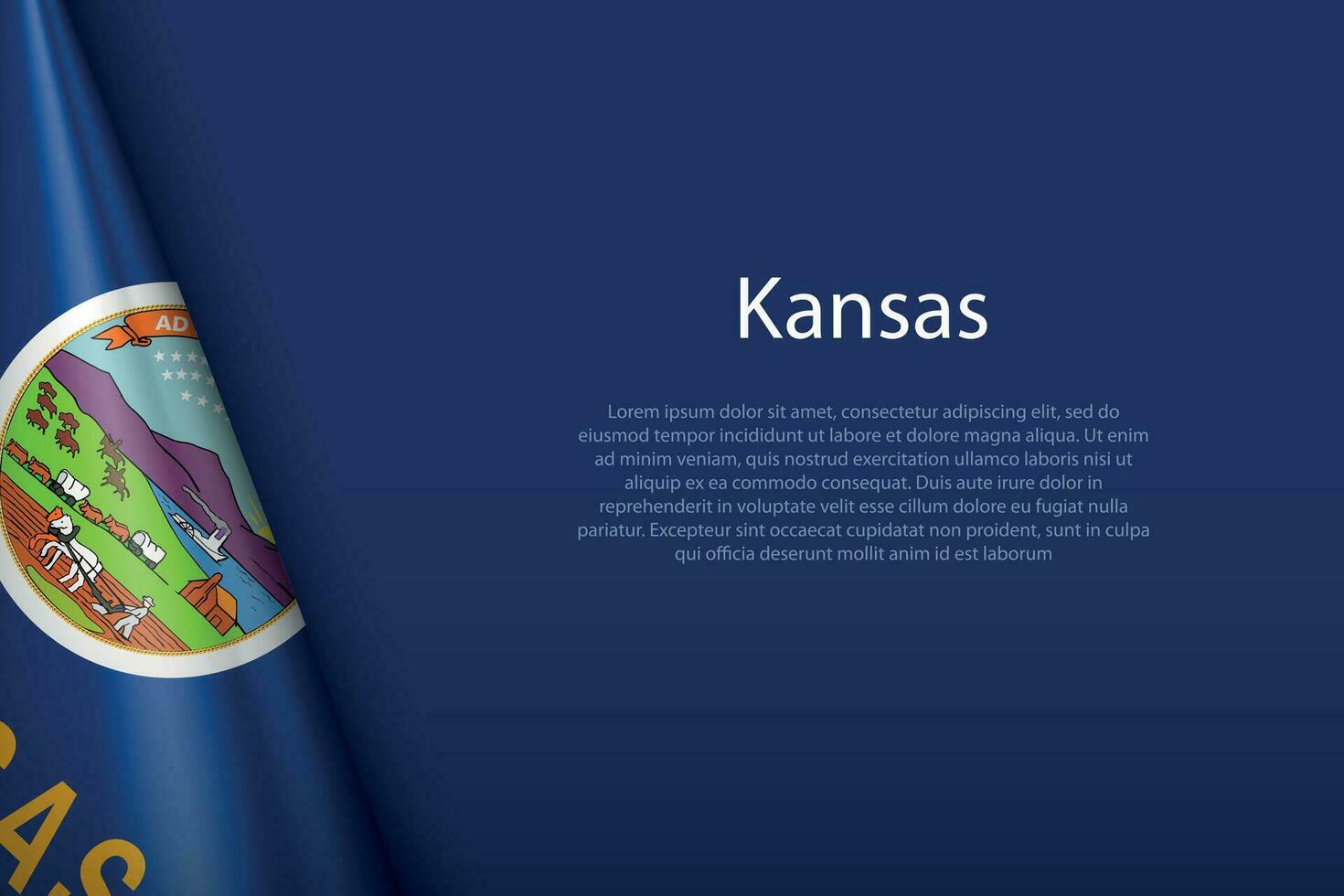 vlag Kansas, staat van Verenigde staten, geïsoleerd Aan achtergrond met copyspace vector