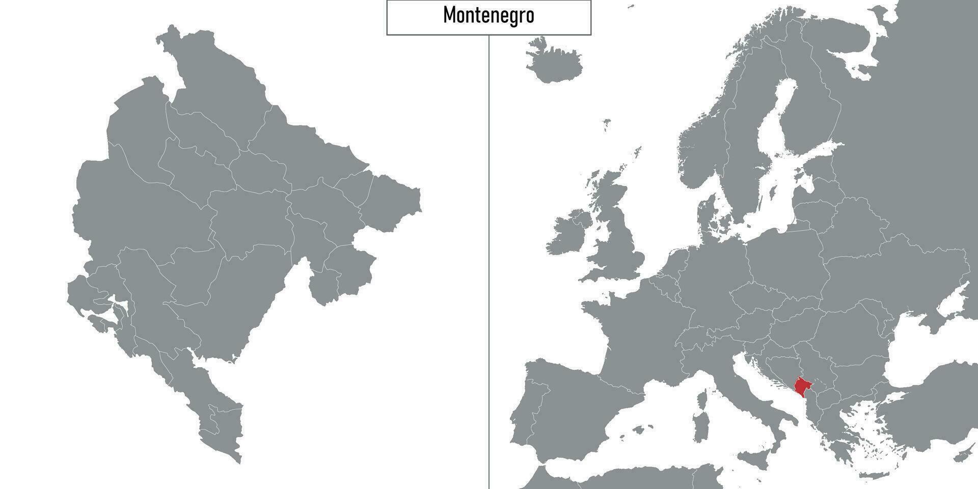 kaart van Montenegro en plaats Aan Europa kaart vector