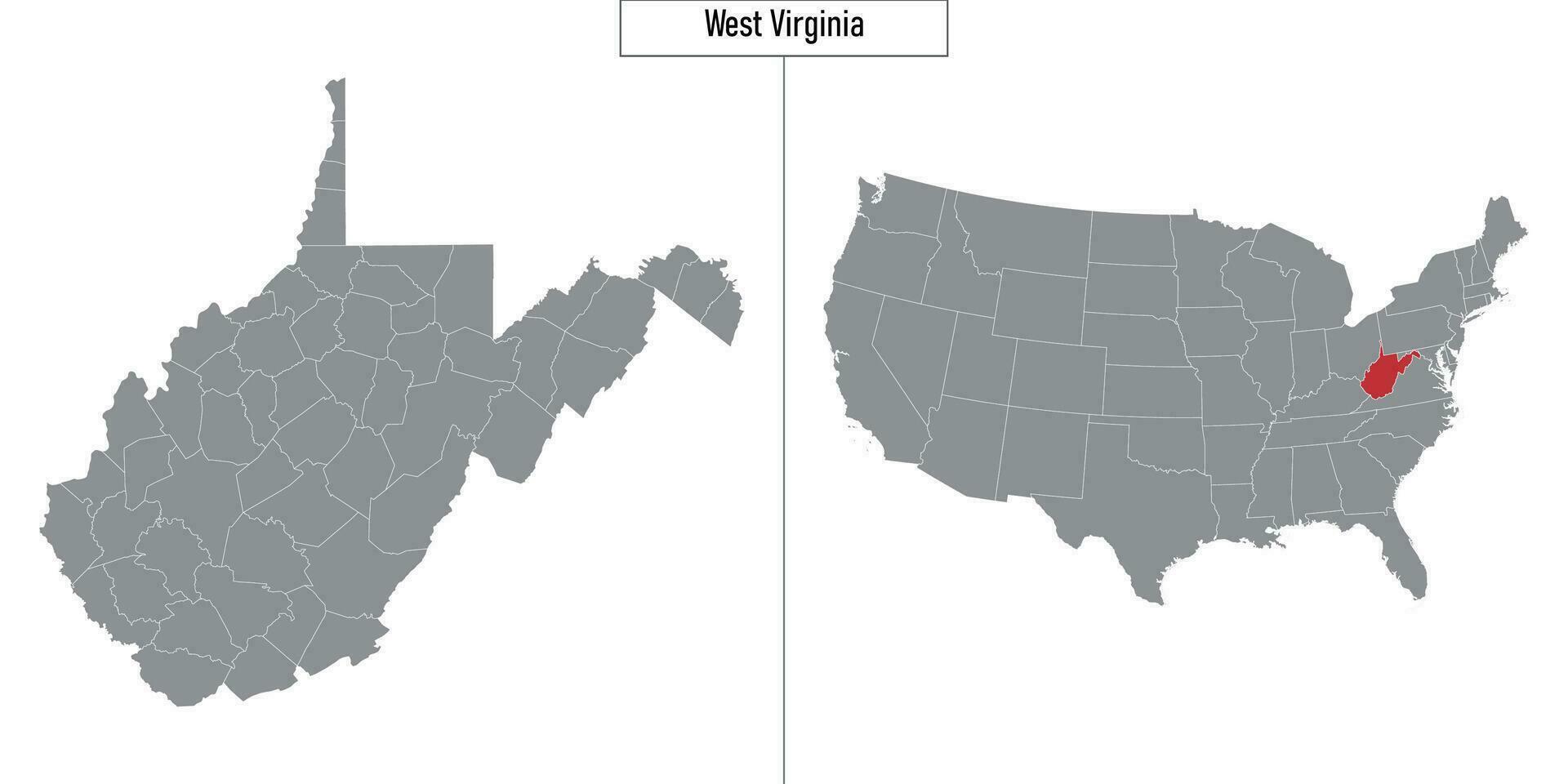 kaart van west Virginia staat van Verenigde staten en plaats Aan Verenigde Staten van Amerika kaart vector