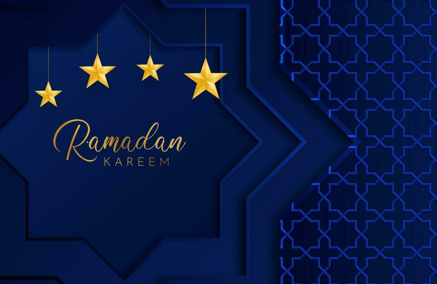 ramadan kareem achtergrond met donkerblauw papier gesneden geometrische vorm vectorillustratie voor islamitische heilige maand vieringen vector