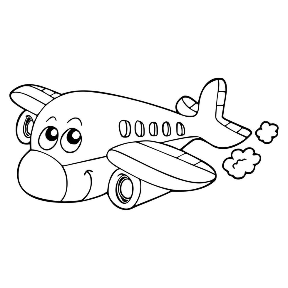vliegtuig kleur Pagina's voor kinderen - vlak kunst - vlak vector kunst zwart en wit schets