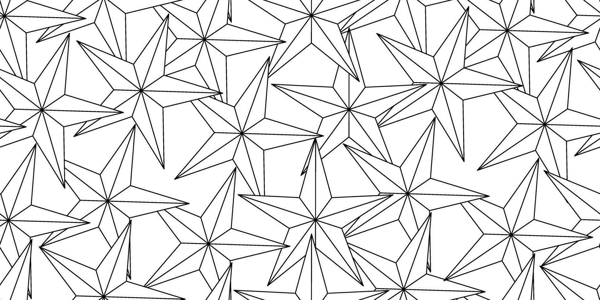 zwart wit schets eenzaam sterren naadloos patroon vector