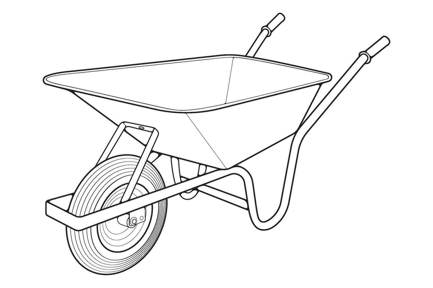 single wiel kruiwagen vector .trolley lijn kunst vector illustratie geïsoleerd Aan wit achtergrond. wiel kruiwagen schets illustratie.