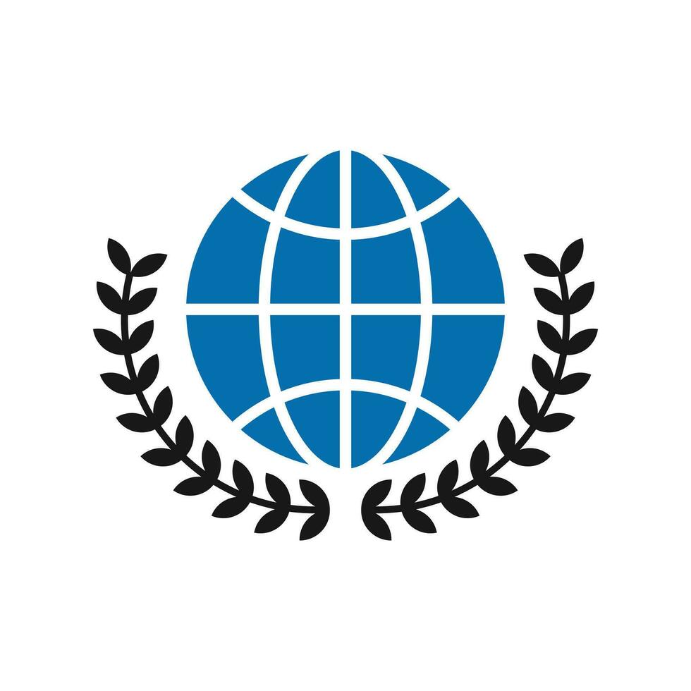 vector illustratie van modern laurier krans en wereldbol logo