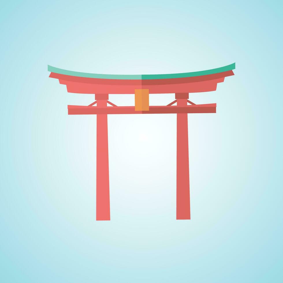 torii poort Japans boog icoon digitaal vector voorraad illustraties