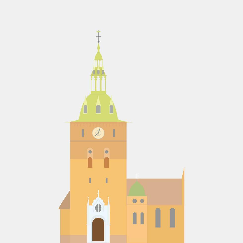 skien kerk monument digitaal vector voorraad illustraties