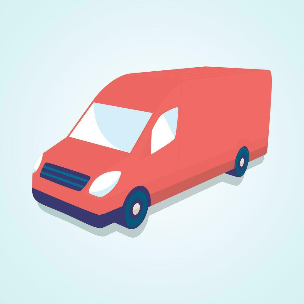 levering rood busje vrachtauto digitaal vector voorraad illustraties