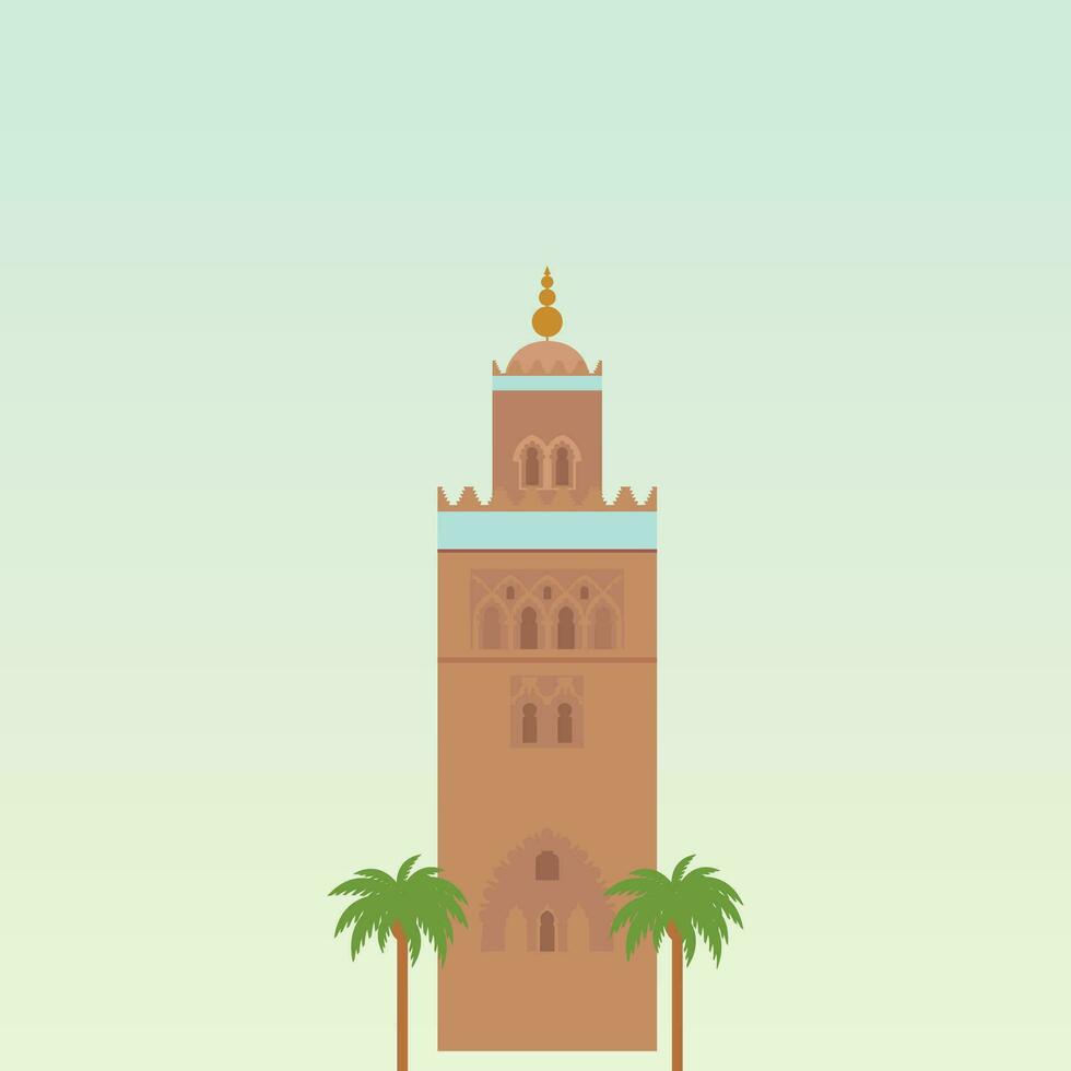 Marrakech moskee digitaal vector voorraad illustraties