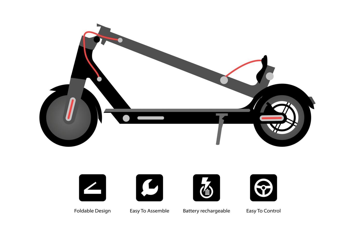 opvouwbare elektrische scooter. illustratie - vector. vector