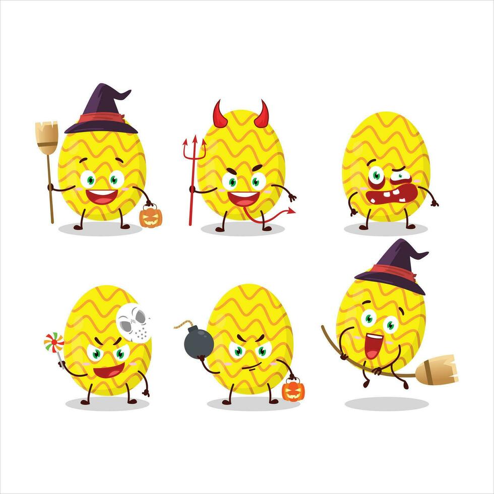 halloween uitdrukking emoticons met tekenfilm karakter van geel Pasen ei vector