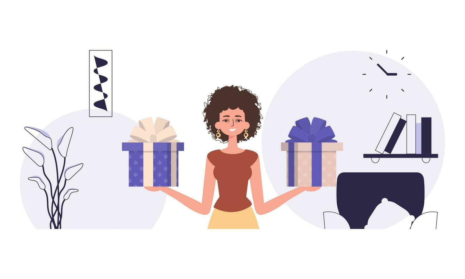 Kerstmis geschenk concept. een vrouw houdt een geschenk doos in haar handen. vector