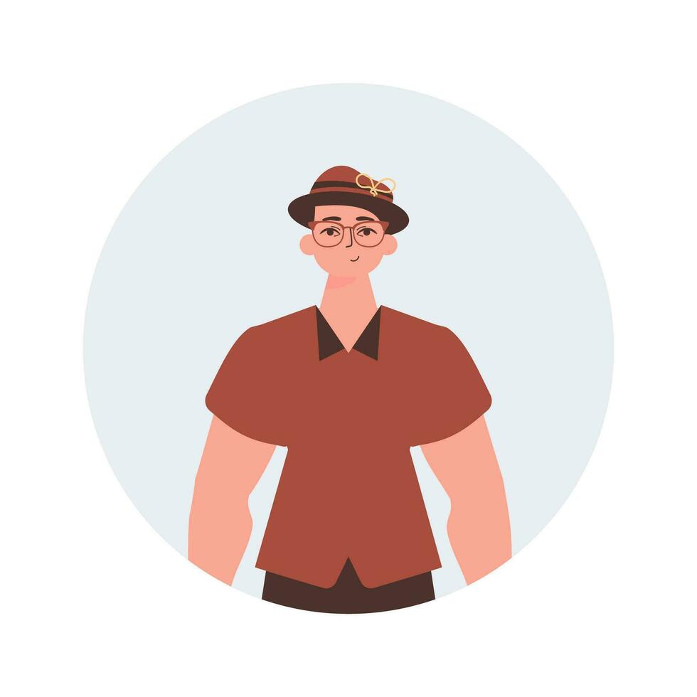 ronde avatar van een Mens. karakter met een modern stijl. vector