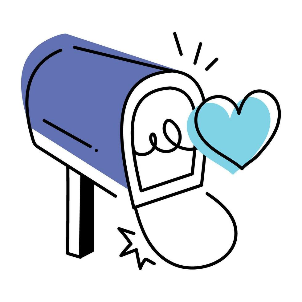 tekening icoon van romantisch brievenbus vector