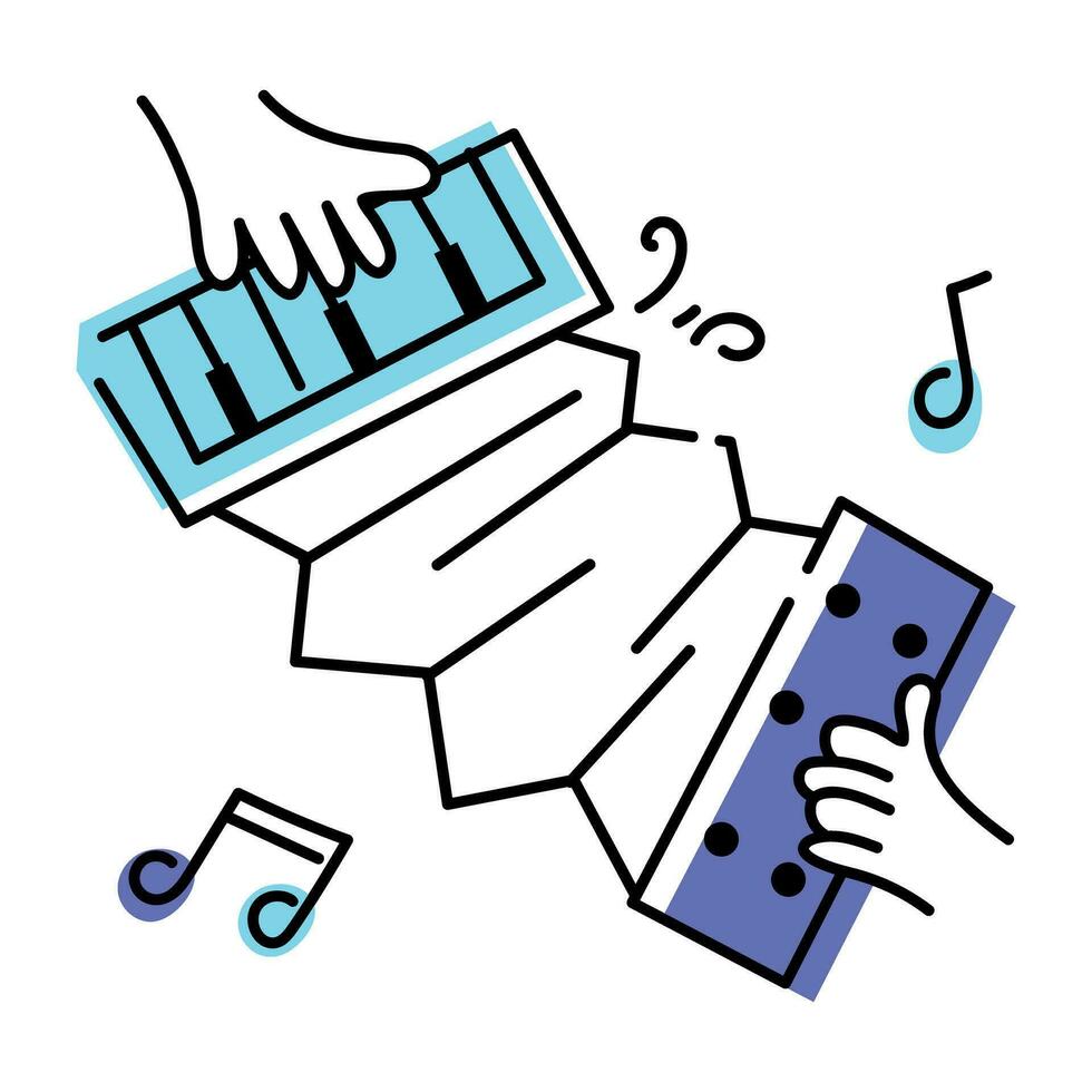 accordeon muziek- hand- getrokken icoon vector