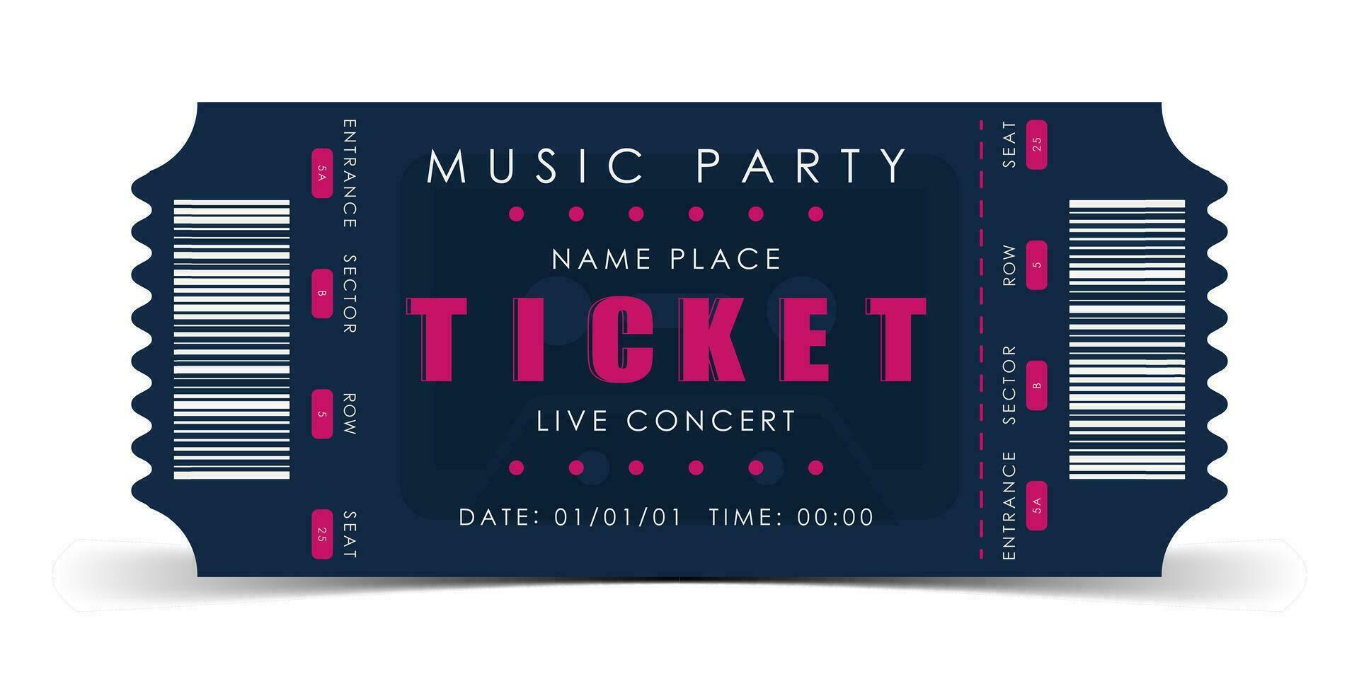 monster ticket voor binnenkomst naar een musical concert. modern elegant ticket kaart illustratie sjabloon. vector illustratie.