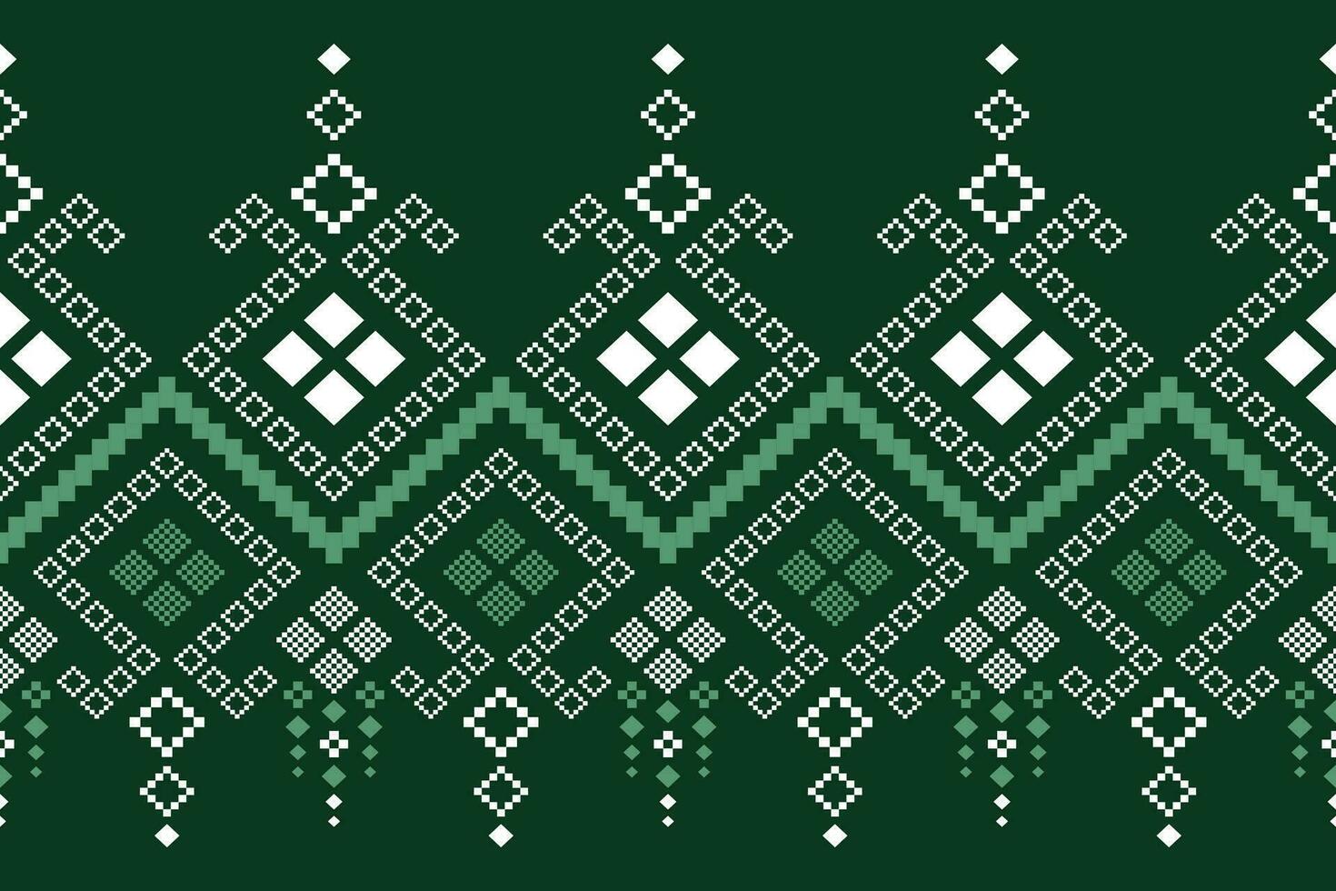 groen kruis steek kleurrijk meetkundig traditioneel etnisch patroon ikat naadloos patroon grens abstract ontwerp voor kleding stof afdrukken kleding jurk tapijt gordijnen en sarong aztec Afrikaanse Indisch Indonesisch vector