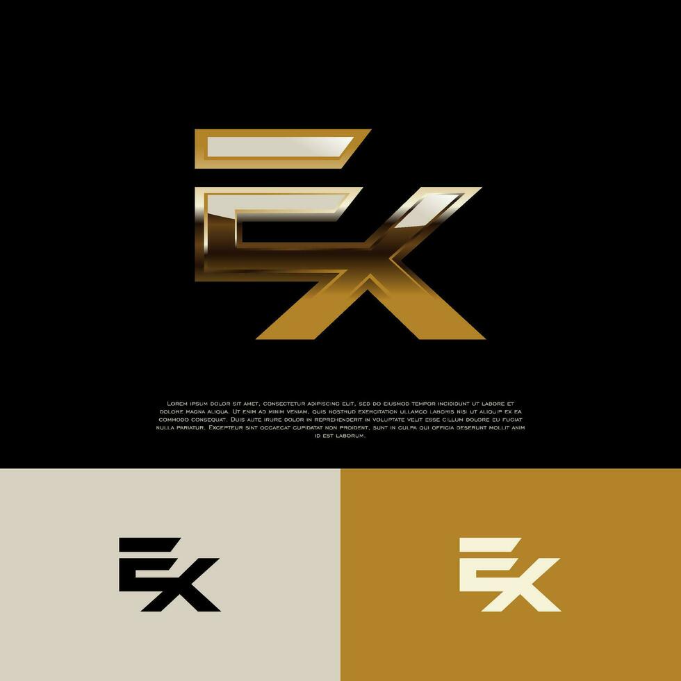 ex eerste alfabet logo brief in zwart goud kleur vector